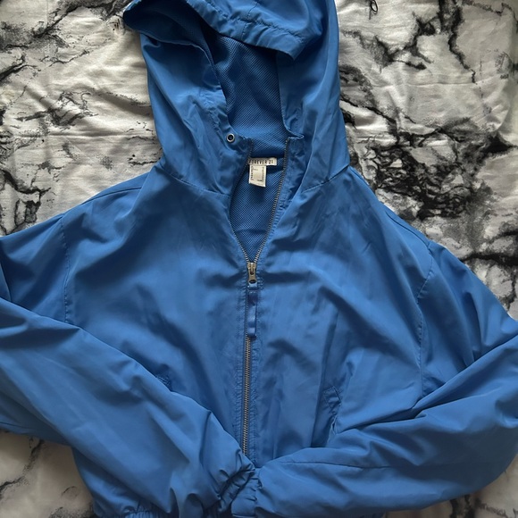 Forever 21 Blue Hooded Windbreaker Jacket - Picture 3 of 4